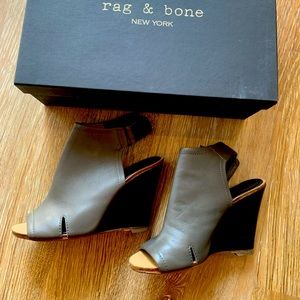 Gorgeous Grey Leather Rag & Bone wedge booties.